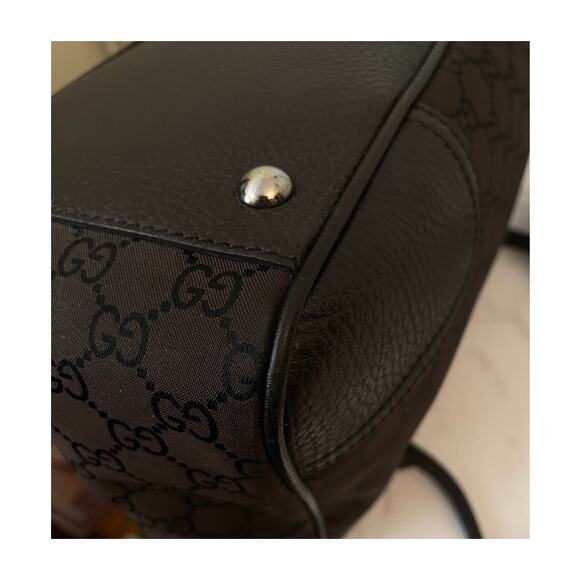 GUCCI Princy Sherry Line GG Canvas Brown Leather Trim Handbag EUC - Picture 16 of 16